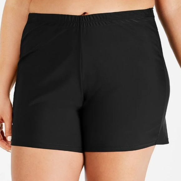 Island Escape Women's Plus Swim Shorts Swimsuit Black NWT 24W - Picture 1 of 8
